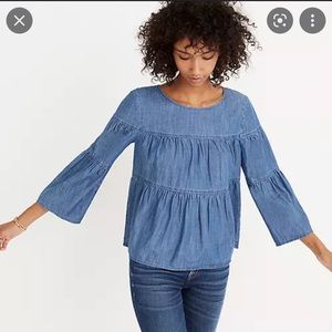 Madewell tiered denim top SZ XS